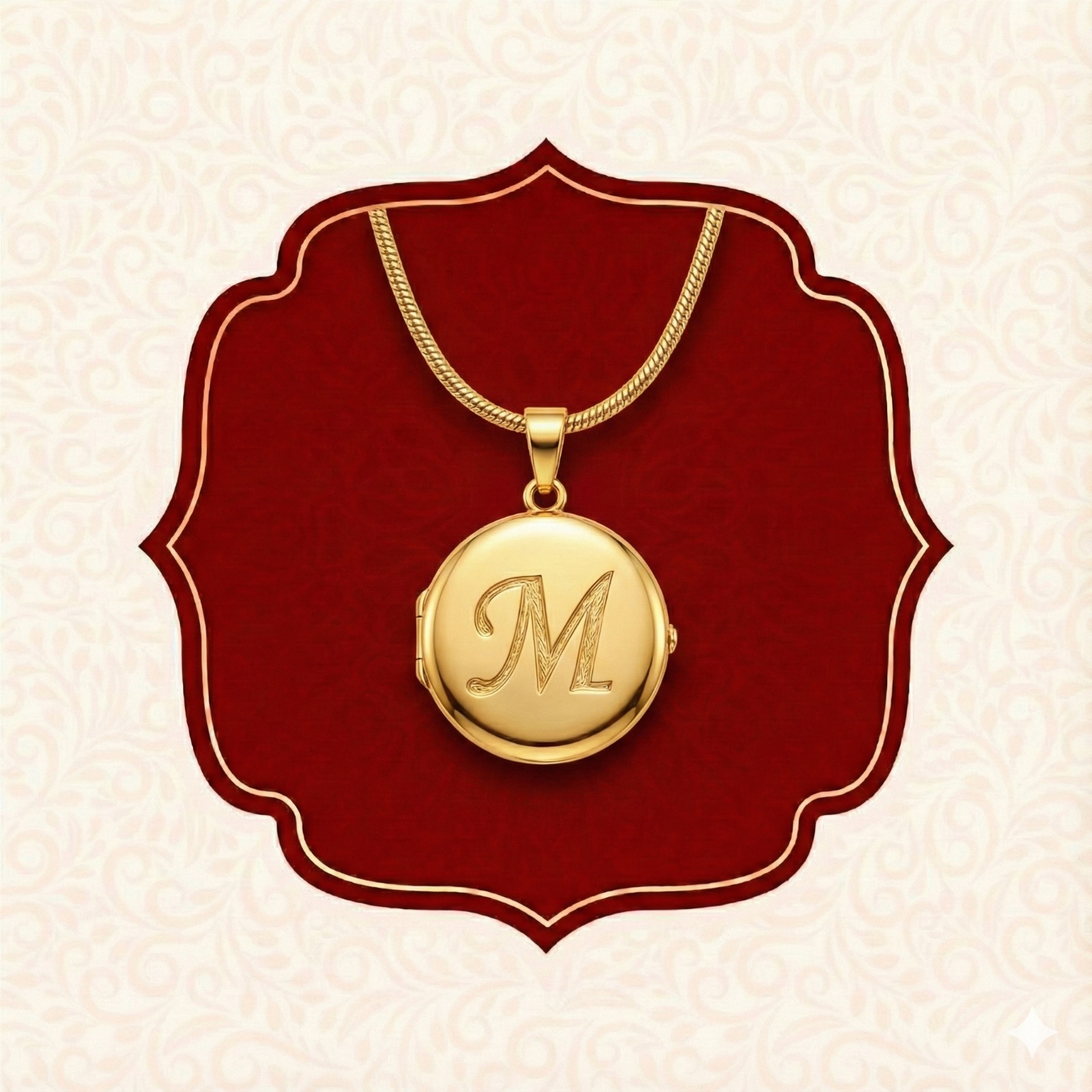 Personalized Initial Gold Locket Necklace – Letter “M”